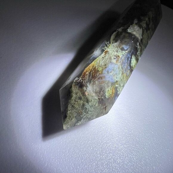 Moss Agate Crystal Double Terminated Point‎ (#7) - Picture 5 of 10